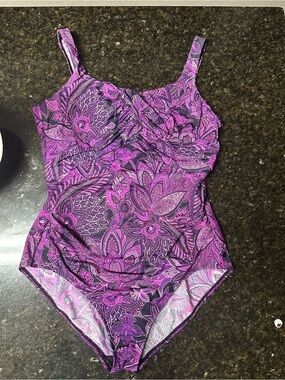 Lands' End Floral One-Piece size 16